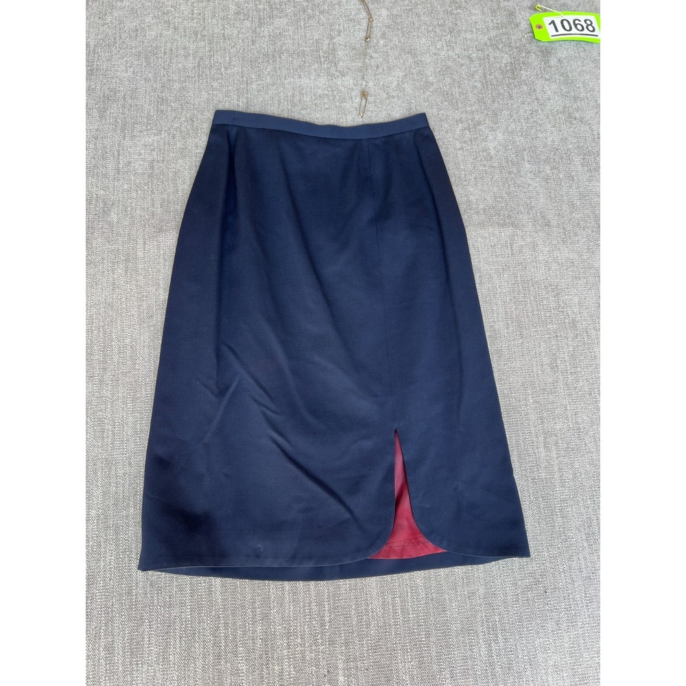 Vintage Paul Stanley Straight & Pencil Skirt Womens 10 Navy Wool Lined Back Slit